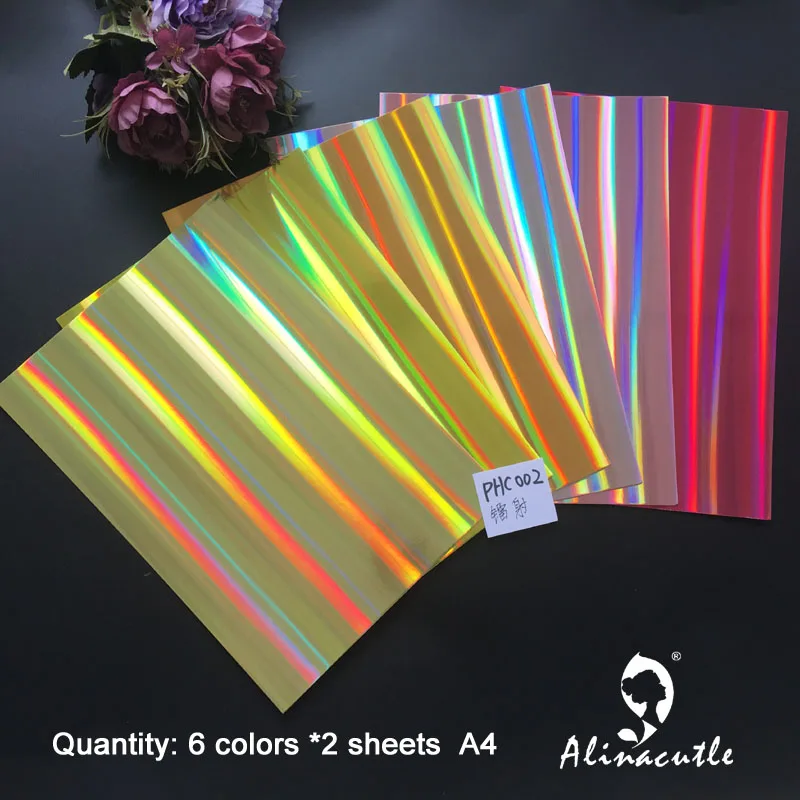 6 цветов x 2 листа цитрусовые гладкие голографические карты A4 250gsm бумага DIY Скрапбукинг бумажный пакет ремесло фон бумага Alinacraft