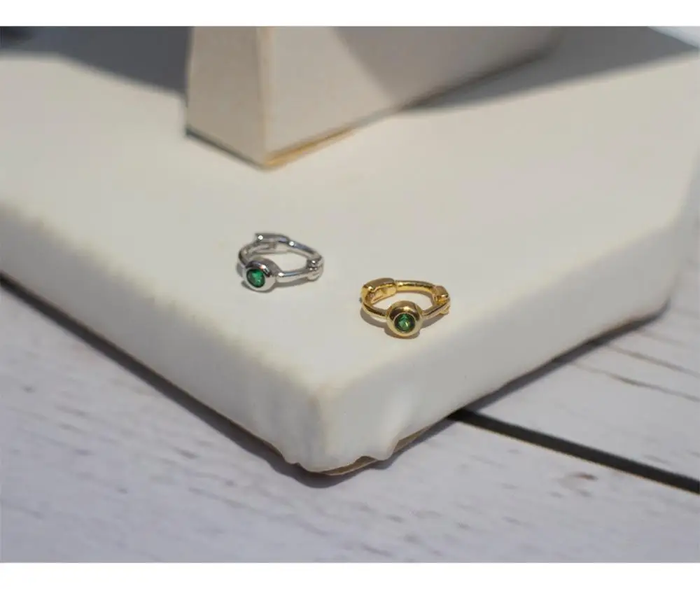 Серьги из стерлингового серебра 925 пробы, модные, красные, черные, зеленые, мини, циркониевые, круглые серьги, кость, дикий, милый тренд, женские серьги для девочек, ювелирные изделия