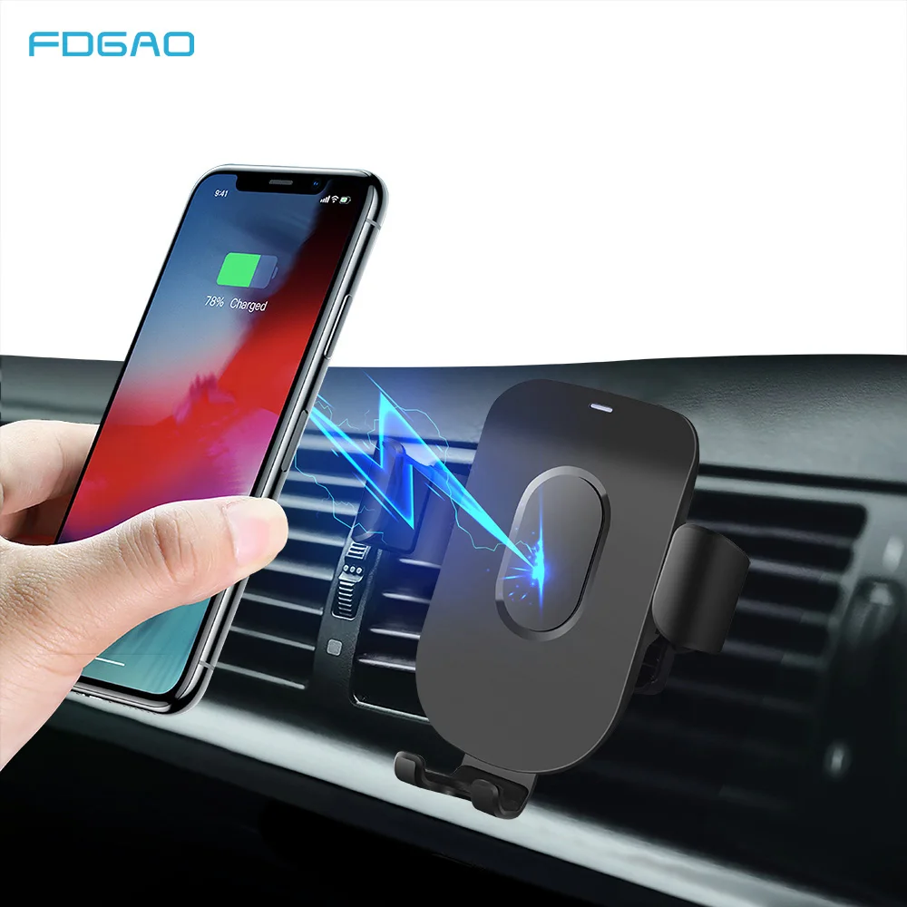 FDGAO 10 Вт автомобильное крепление Qi Беспроводное зарядное устройство для iPhone 11 Pro XS Max XR X 8 samsung S10 S9 быстрая Беспроводная зарядка автомобильный держатель телефона