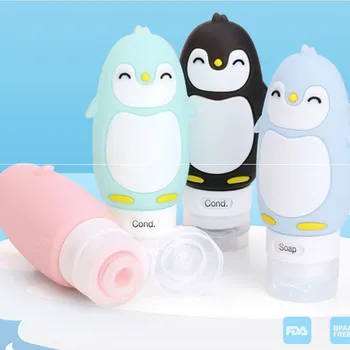 

90ML Cute Penguin Shape Adorable Silicone Squeeze Liquid Or Cream Bottle Portable Traval Make Up Bottles