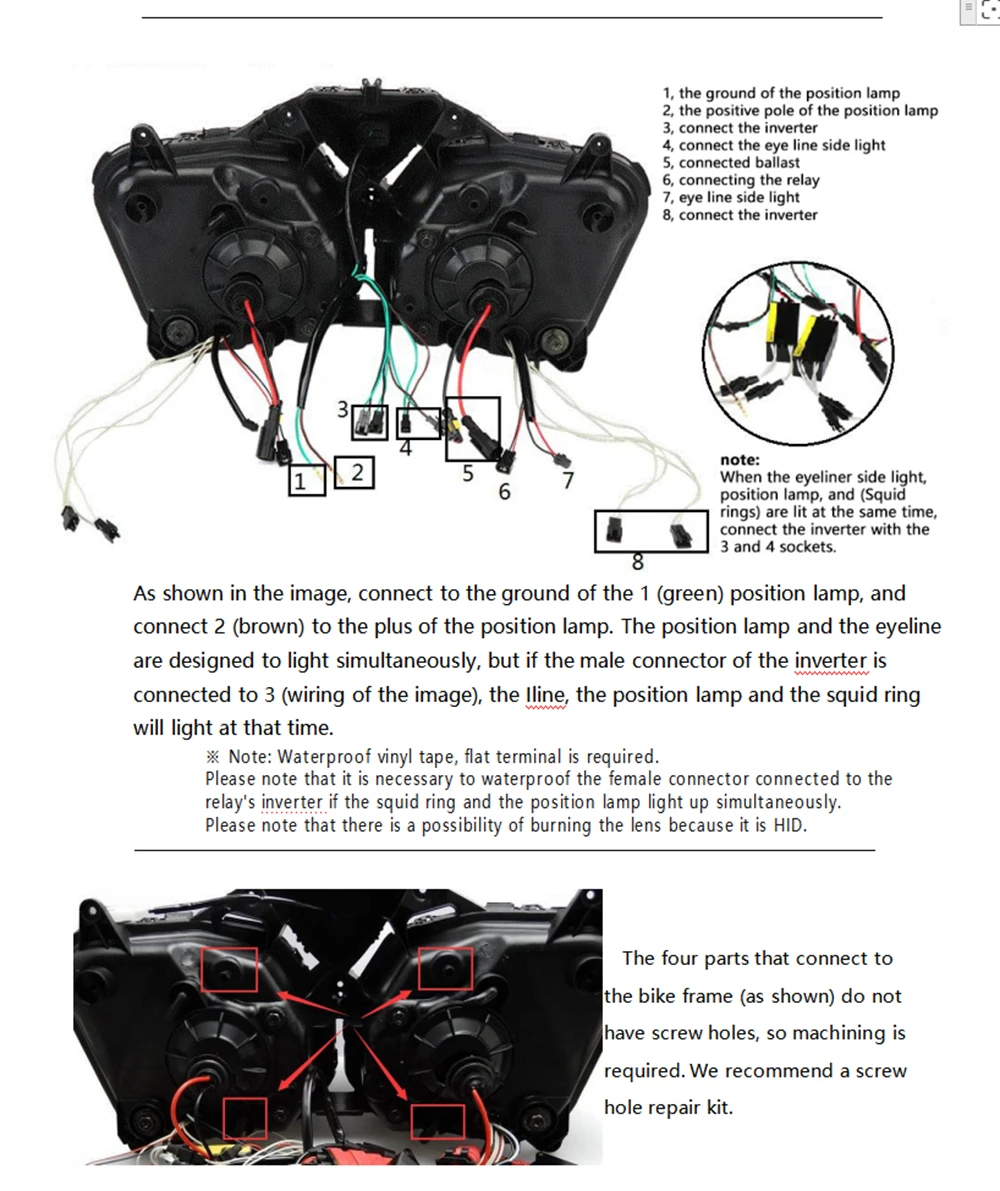 KEMiMOTO для YAMAHA YZF R25 R3 ангел демон глаз HID проектор фара YZF-R25 R3 HID Ангел глаз мотоциклетная фара