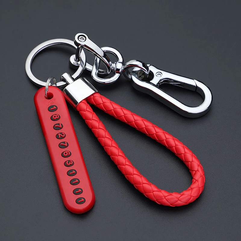 Anti Lost Car Keychain Handmade Leather Braided Rope Keyholder Phone