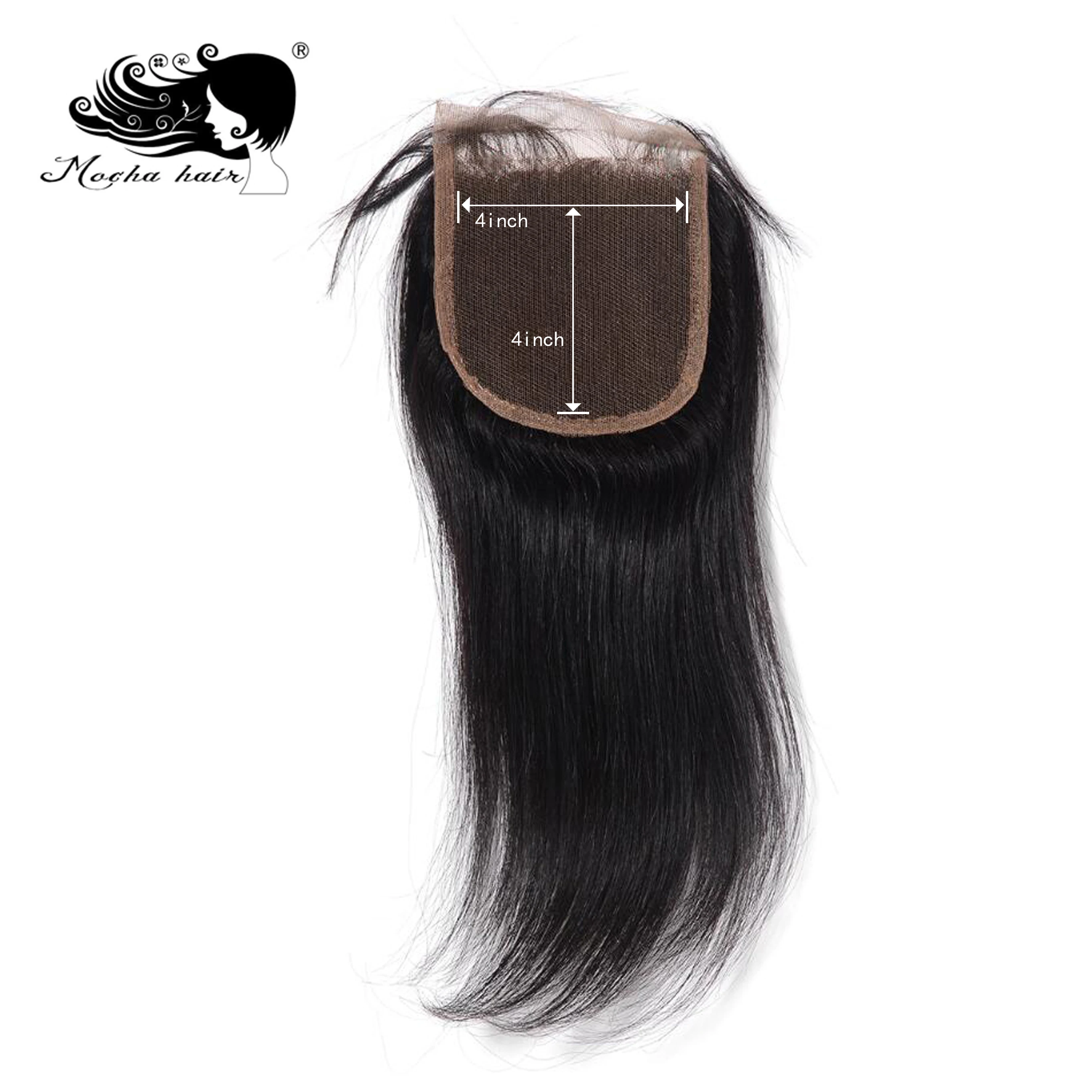 Lowered Lace Closure Mocha-Hair Virgin Brazilian Hair-Free-Part Straight 8inch-18inch 4--X-4- exoyaRLjl