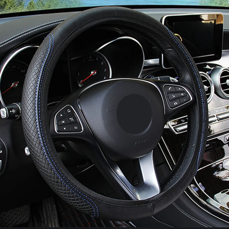 DIY Car Steering Wheel Cover Braid Skidproof Leather Steering Covers Car-styling Car Decoration Interior Accessories