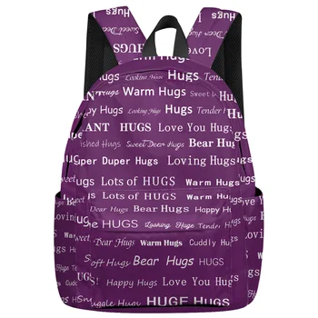 

Valentine'S Day Hug Purple Backpack For Teenage Travel Bags School Bags Backpack Interior Key Chain Holder