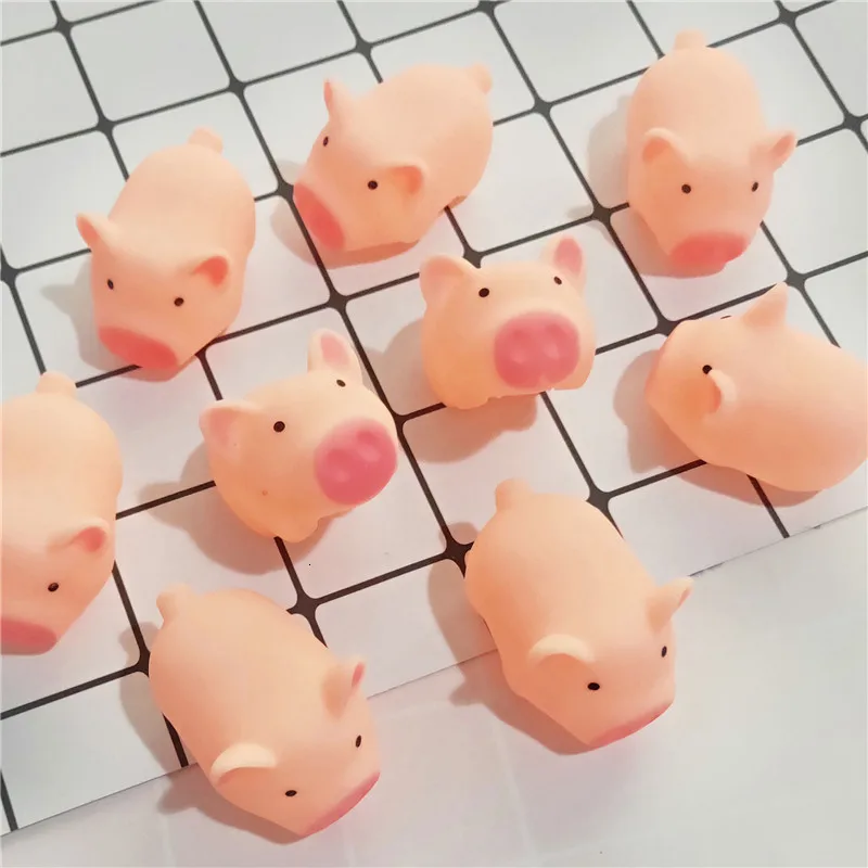 10 шт./лот, новинка, милая, 5 см, розовая, кричащая, резиновая свинка, игрушки для домашних животных, пищалка, жевательная, подарок, вентиляционные игрушки, сжимаемые, антистрессовые игрушки