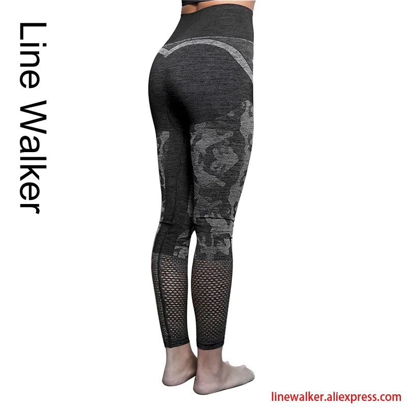 Camouflage Sports Leggings High Waist Yoga Pants for Women Fitness Workout Seamless Leggins Elastic Mesh Gym Push Up Tights