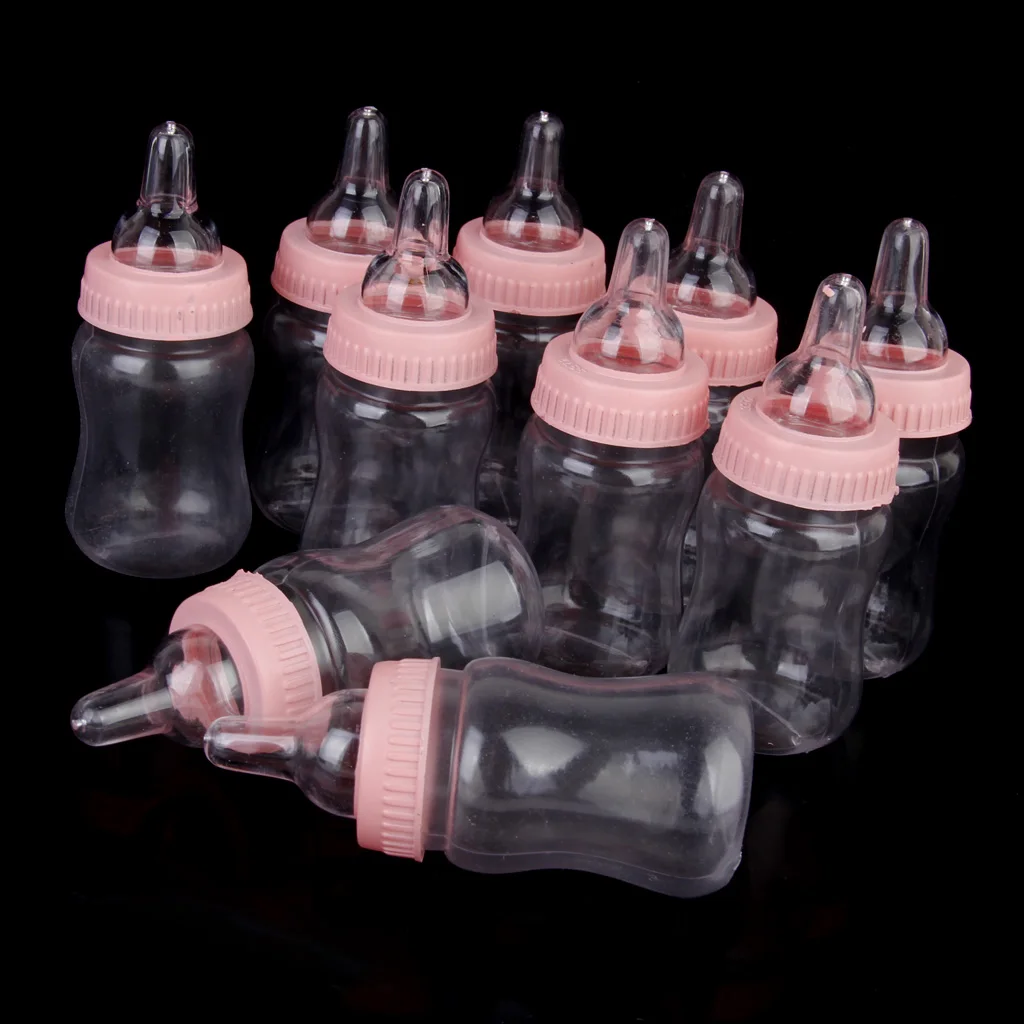12x Small Feeding Bottle Christening Baby Shower Favors Party Decor Pink