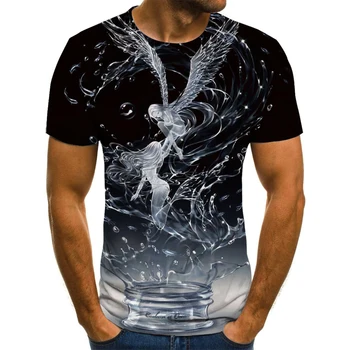 

Water drop element, stripe element, starry sky element, 3D male T-shirt
