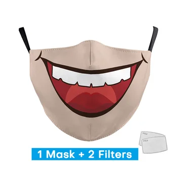 

2020 Fashion Trend Print Face Mask Prevent Spread Anti-Dust /Flu Reusable Washable Protection PM2.5 Adult Mask 2 Free Filter
