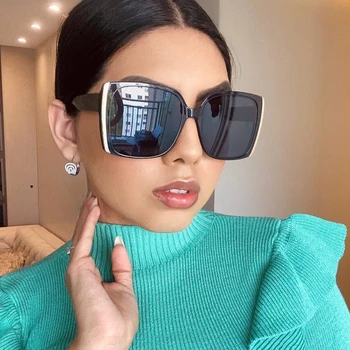 

New Trendy Vintage Big Frame Square Sunglasses Women Fashion Brand Designer Black Driving Sun Glasses Female Oversized Shades