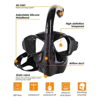 

Easy Breathing Underwater Adjustable Dry Waterproof Diving Mask Anti Leak Swimming Snorkeling Anti-fog Silicone Full Face Safe