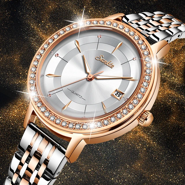 SUNKTA Women Watch Top Brand Luxury Casual Fashion Watch Lady Diamond Waterproof Quartz Wristwatch Watch Women