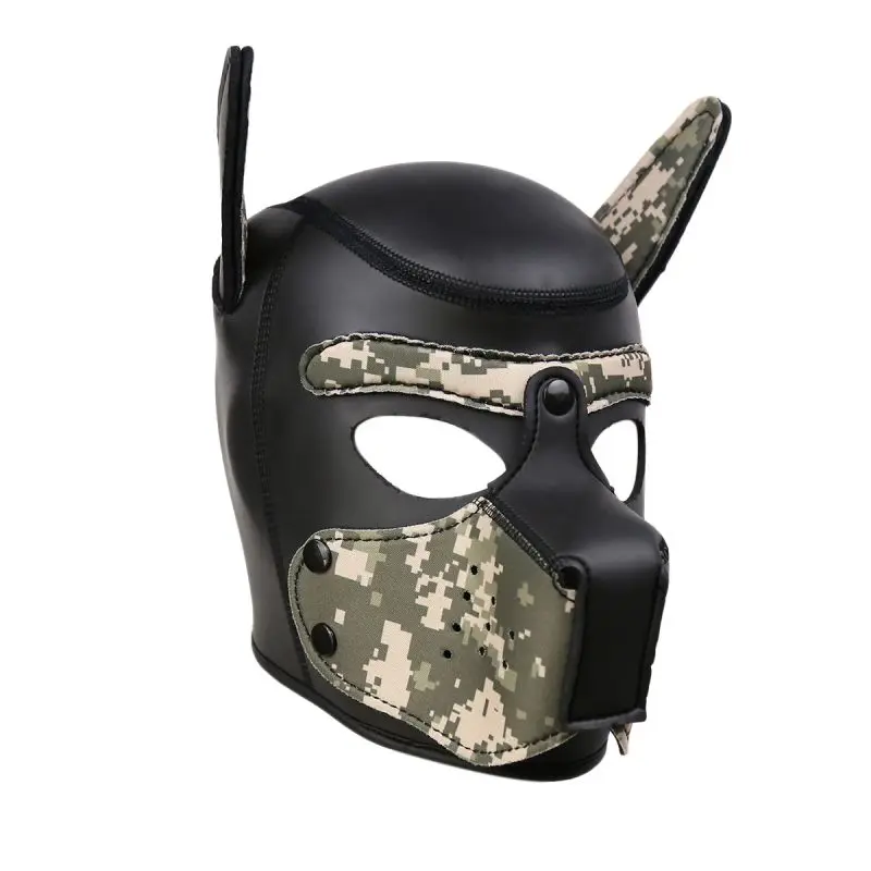ML Soft Padded Latex Rubber Puppy Mask Cosplay Role Play Dog Full Head Mask - Цвет: ML