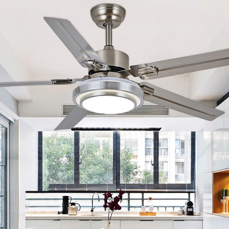 

Northern European-Style LED Ceiling Fan Light Minimalist Modern Living Room Restaurant Leaf with Fan Lights American-Style Bedro