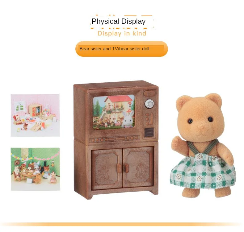 Sylvanian Families игрушка Sylvanian Families медведь сестра и телевизор девичий игровой дом кукла игрушка модель 5143