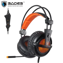 Fones de ouvido gamer sades a6 usb, headset 7.1 com fio para computador e pc, profissional