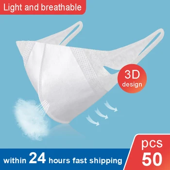 

50pcs Disposable Face Masks Soft Child Mouth Cap Children Breathable 3 Layers Mouth Mask Earhook White Mascarillas Masque