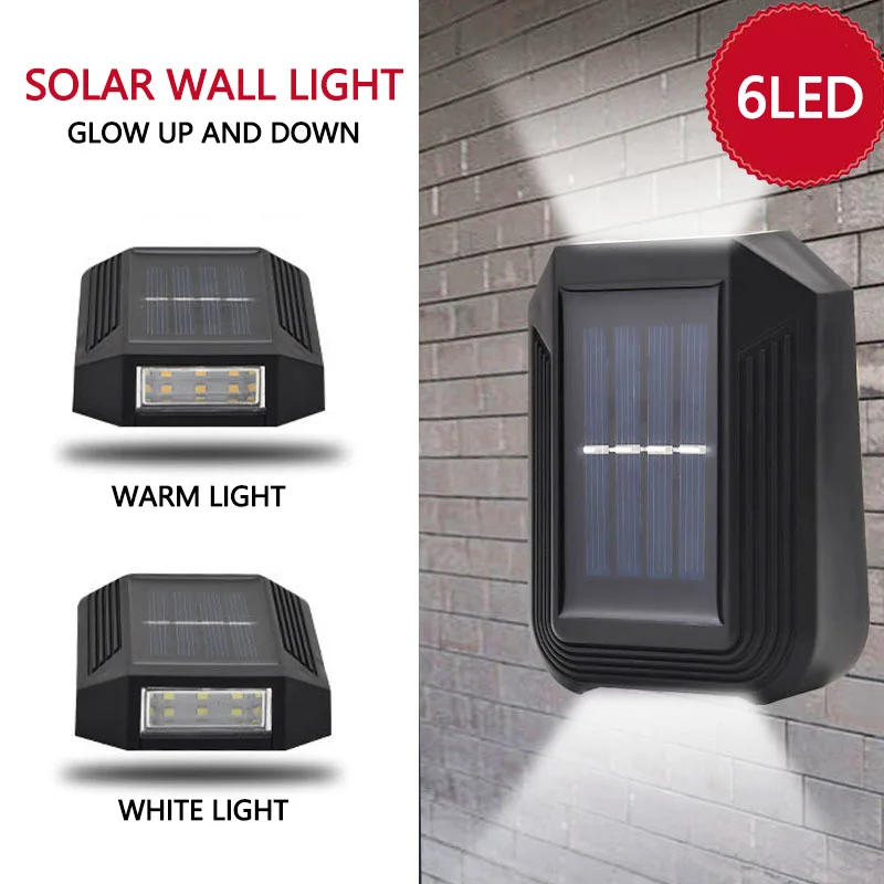 

6LED Solar Wall Light Waterproof Outdoor Garden Courtyard Decoration Street lights Up and Down Motion sensor Pavilion Wall Lamps