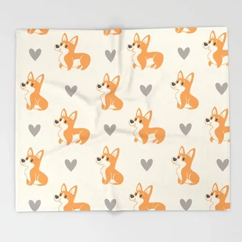 

Dog Corgi Cartoon Throw Blanket Cute Kids Design Corgi Pups Blankets for Beds Christmas Decorations for Home