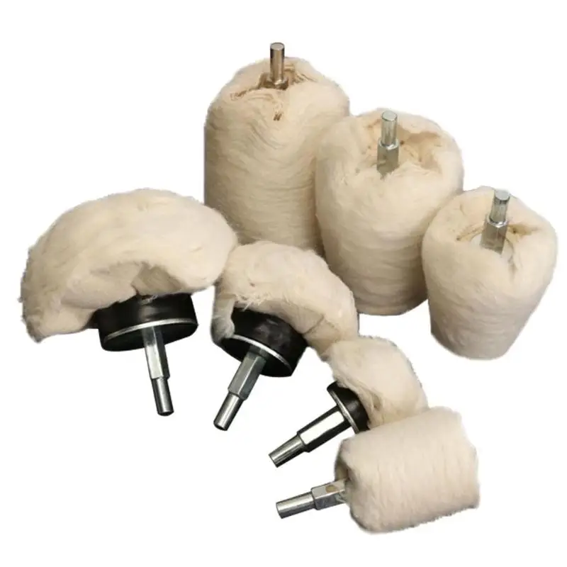 Cylindrical Conical Buffing Grinding Head Cotton Cloth Wheel Abrasive Tool - Цвет: 7pcs