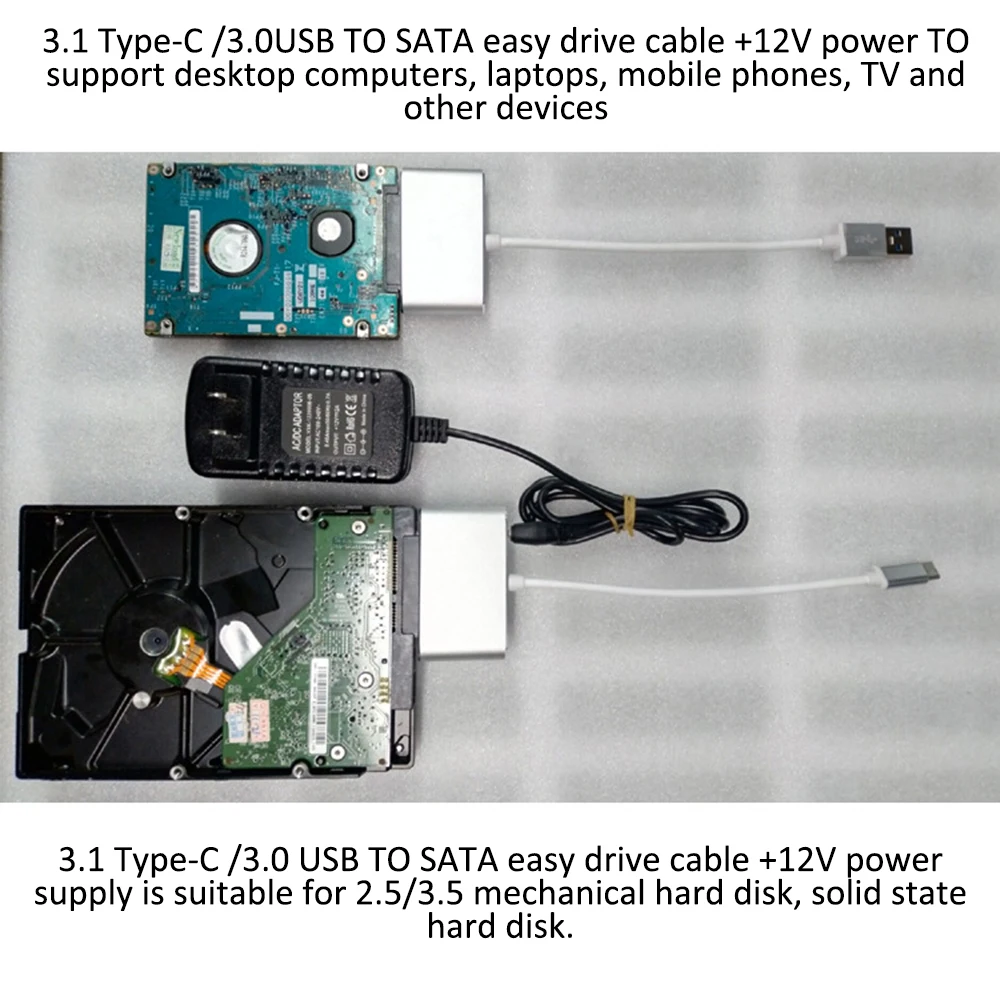 USB 3 to SATA Type C Adapter - External HDD/SSD Converter for 2.5/3.5 Inch Drives - Compatible with Mackbook Pro and Computers Description Image.This Product Can Be Found With The Tag Names Computer Cables Connecting, Computer Peripherals, PC Hardware Cables Adapters, Usb