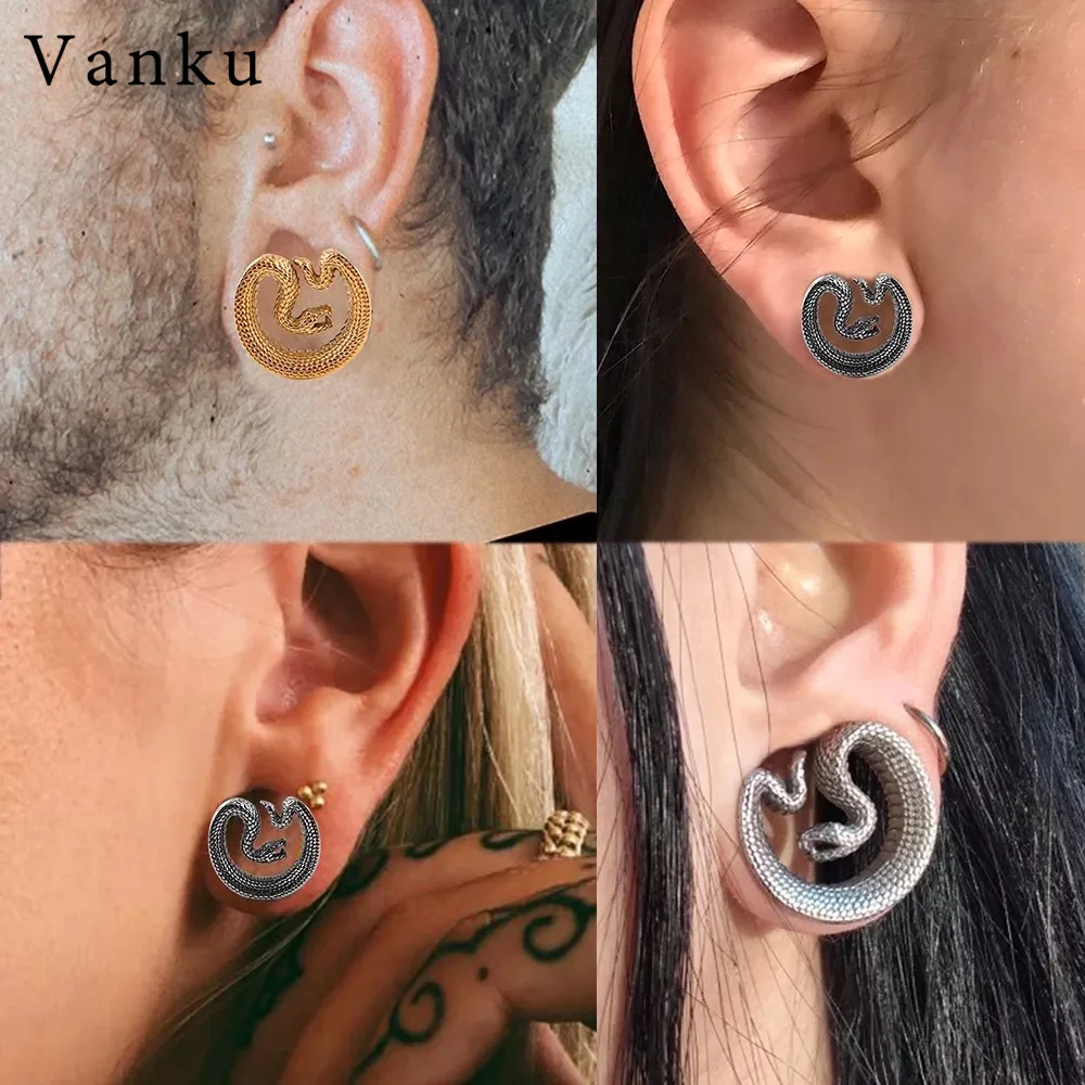 Stainless Steel Snake Saddle Ear Plugs Tunnels Ear Piercing Plugs Stretchers Body Jewelry Gauges Tunnels Expanders 2PCS Vanku