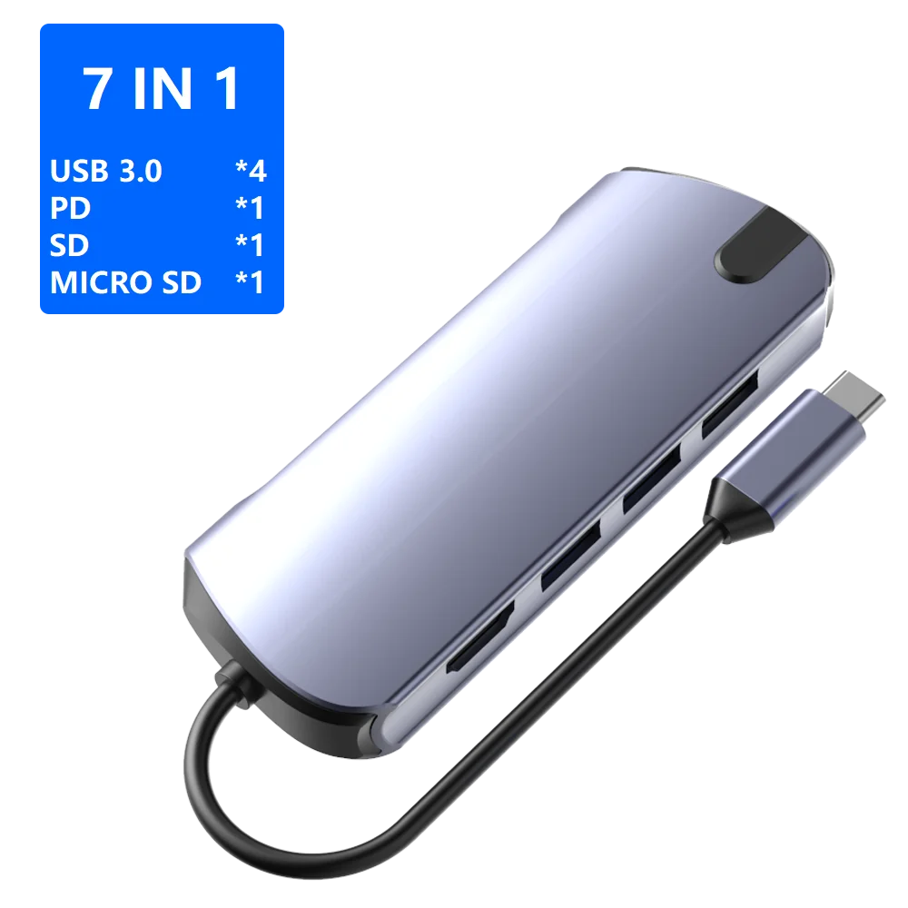 7 IN 1 FSU USB C концентратор для HDMI RJ45 PD VGA Кардридер Все в одном USB 3,0 адаптер usb-хаб для Macbook Pro Аксессуары мульти Тип C концентратор - Цвет: 7 IN 1