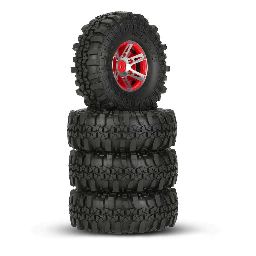 

4Pcs AX-4020A 1.9 Inch 110mm 1/10 Rock Crawler Tires with Alloy Beadlock Wheel Rim for D90 SCX10 AXAIL RC4WD TF2 RC Car