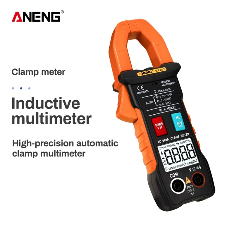 ANENG ST203 цифровой клещи мультиметр 4000 отсчетов True RMS мини Ампер DC/AC клещи вольтметр 400 В Автоматический диапазон