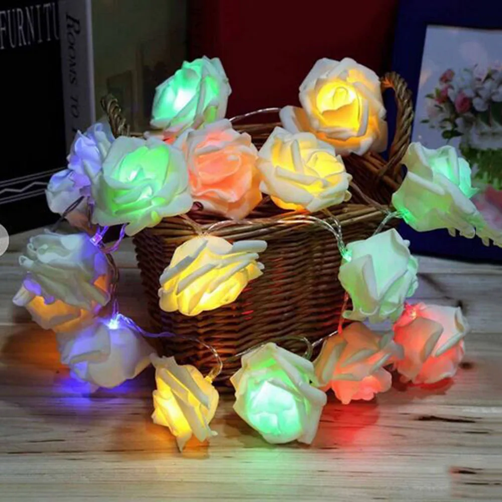 10LEDs String Lights 1.2M Rose Christmas Holiday Lights Valentine Wedding Decoration Flower Bulbs led light string