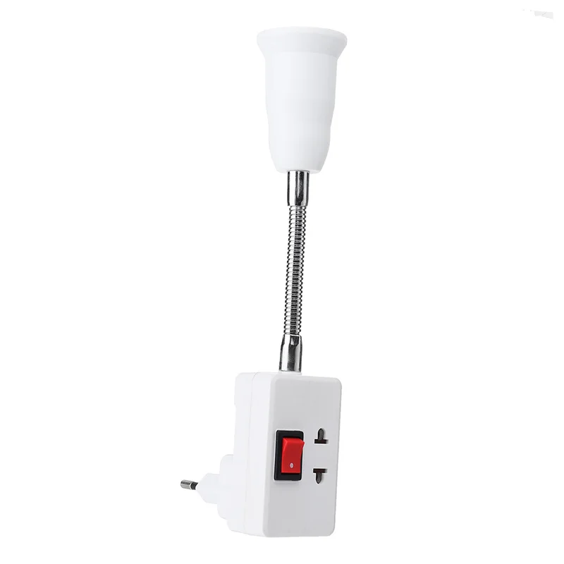 E27 Portable EU Plug Lamp Holder Extender Flexible with On/off Switch Button Adapter Lampholder for E27 Home Lighting Bulb