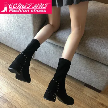 

Net Red Booties Female 2019 Autumn And Winter New Fashion Stretch Boots Thick With Boots Women High Heel Thin Socks Boots