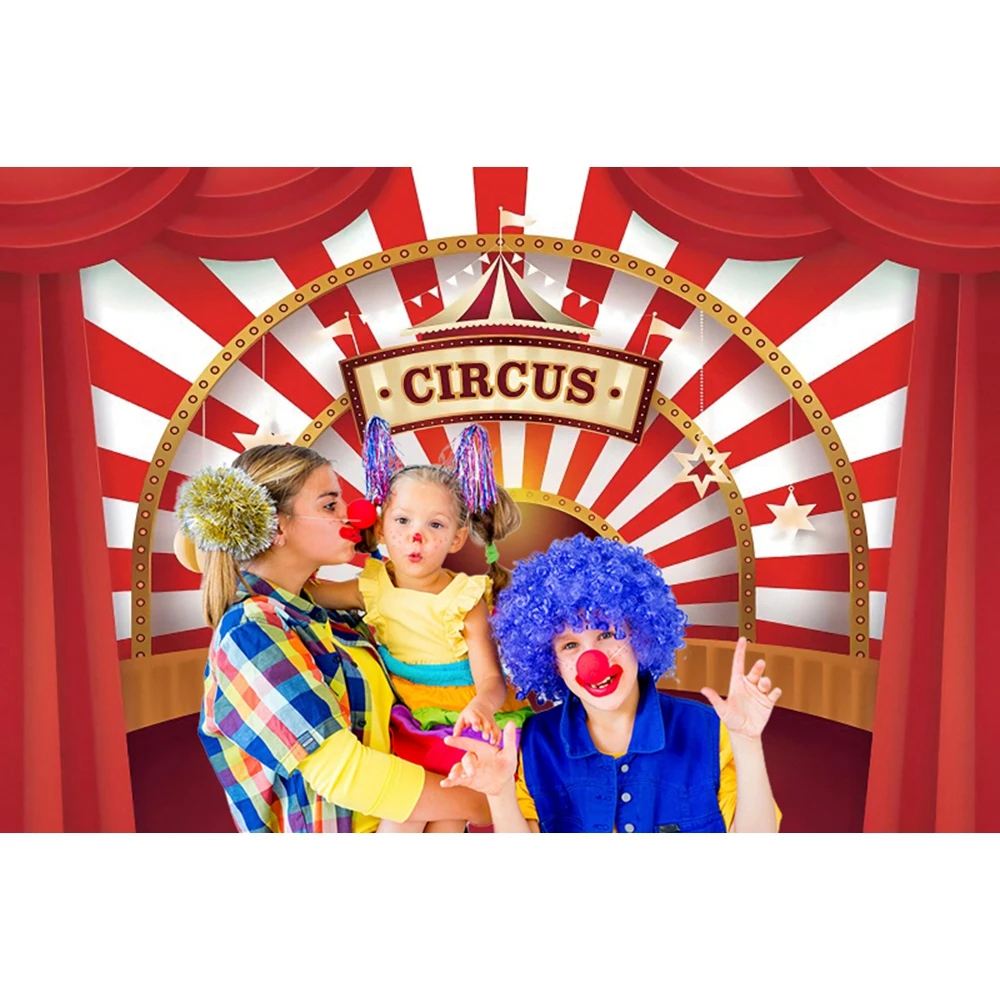 Photo Backdrop Yeele Birthday Party Circus Theme Clown Play Show Red Curtain Baby Child Background Photography Backdrops For Photo Studio