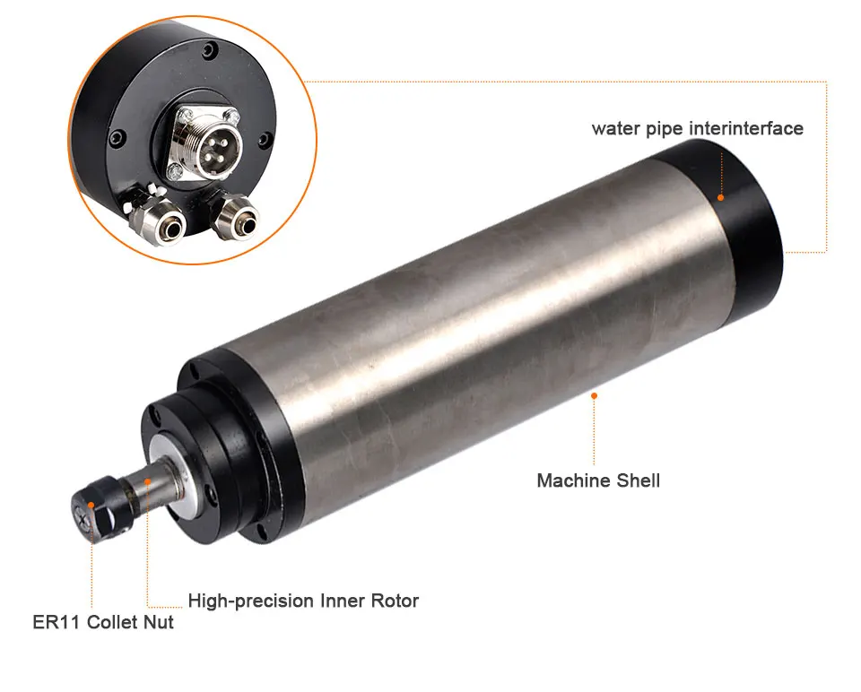 Daedalus CNC мотор шпинделя 0.8KW шпиндель с водяным охлаждением 4 подшипника 65 мм ER11 гравировальный станок 110 В/220 В мотор шпинделя