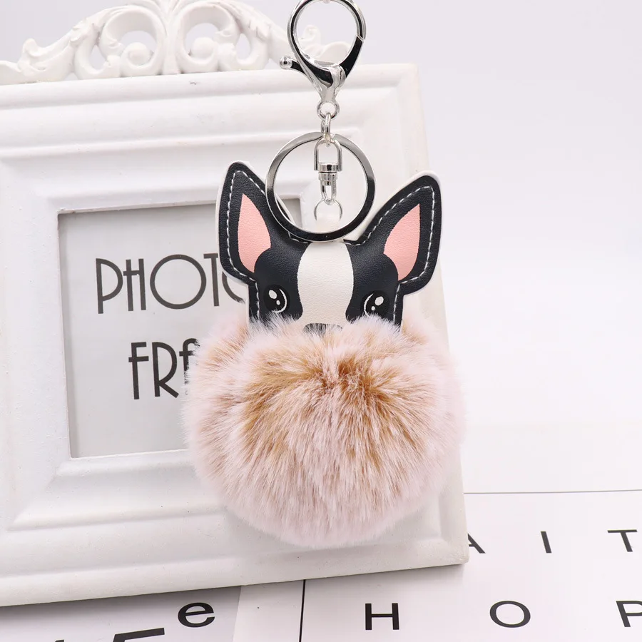 

Chaveiro Cute Fluffy Keychain Pompom Fake Rabbit Fur Ball dog Key Chain Women porte clef Bag Car Accessories Keyring