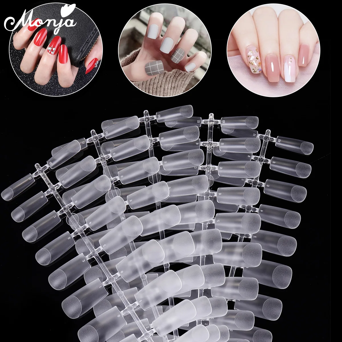 Monja 240 Pcs/Set Half Cover Nail Art Natural Oval Fake Acrylic Tips Extension Ultra-thin False DIY Manicure Tool | Красота и