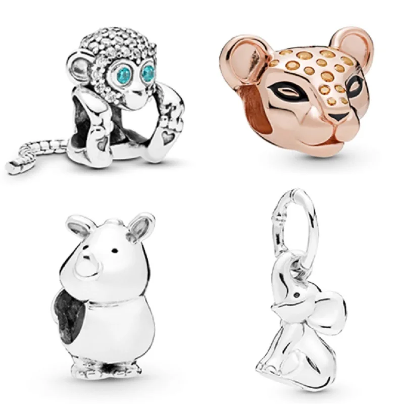 

New Arrival 100% 925 Sterling Silver Bead,Sparkling Lion Princess Monkey Charms fit Original Pandora Bracelets Women DIY Jewelry