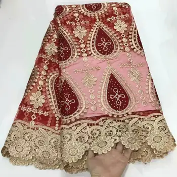 

African Lace Fabric With stones 2019 5yards Latest french lace Fabric High Quality net Tulle Lace Fabric DFOC262