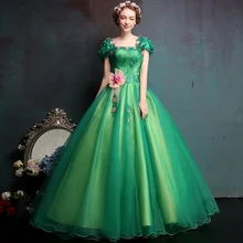 Зеленое классическое вечернее платье для выпускного вечера с розовыми цветочными аппликациями, с коротким рукавом, благородное длинное бальное платье, милое Пышное Платье