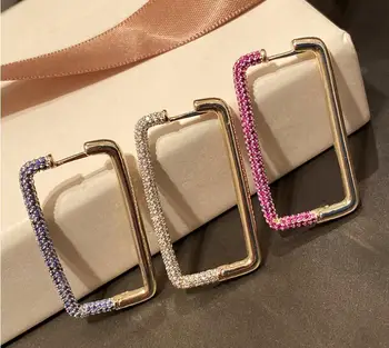 

Geometric earrings 2020 new earring design sense square color rhinestone fashion earrings