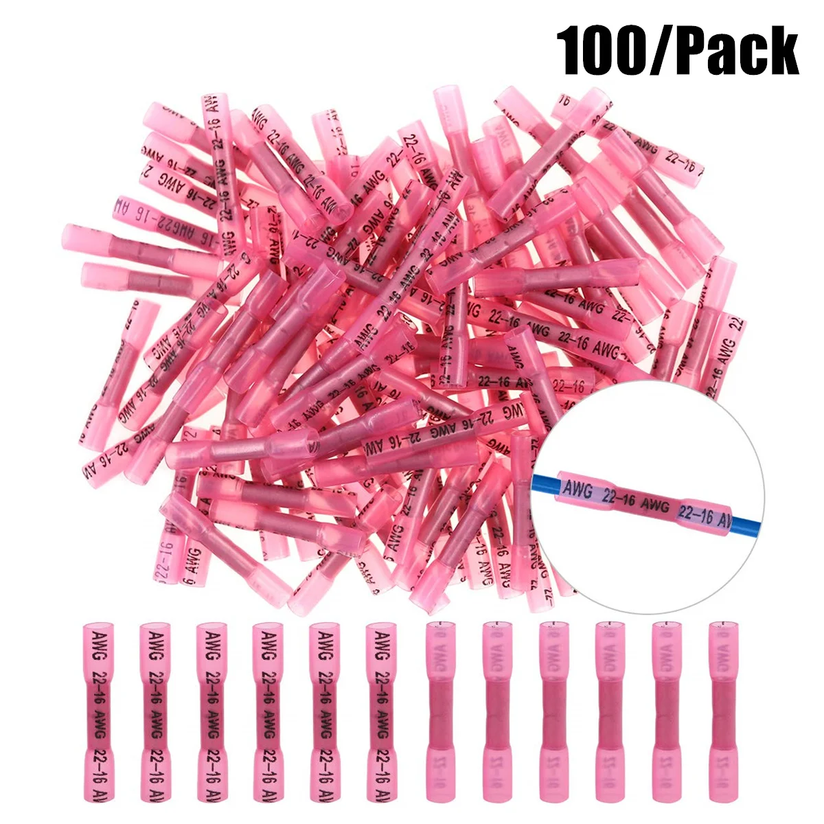 100PCS 22 16 AWG Heat Shrink font b Crimp b font Terminals Waterproof Fully font b