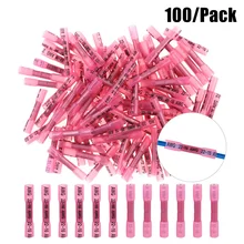 100PCS 22-16 AWG Heat Shrink Crimp Terminals Waterproof Fully Insulated Seal Butt Electrical Wire Connectors Kit Assortment Blue