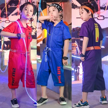 

2020 Teenager Girl Boy Rompers For Hip Hop Rocker B-box Performance Children Clothing Baby Short Sleeve Sets Cotton Suits YS025