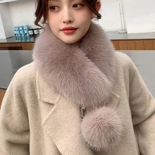 

8 Colors Thicken Fluffy Ball Scarves Solid All Match Women Winter Warm Artificial Wool Fur Shawl Coat Dress Decoration