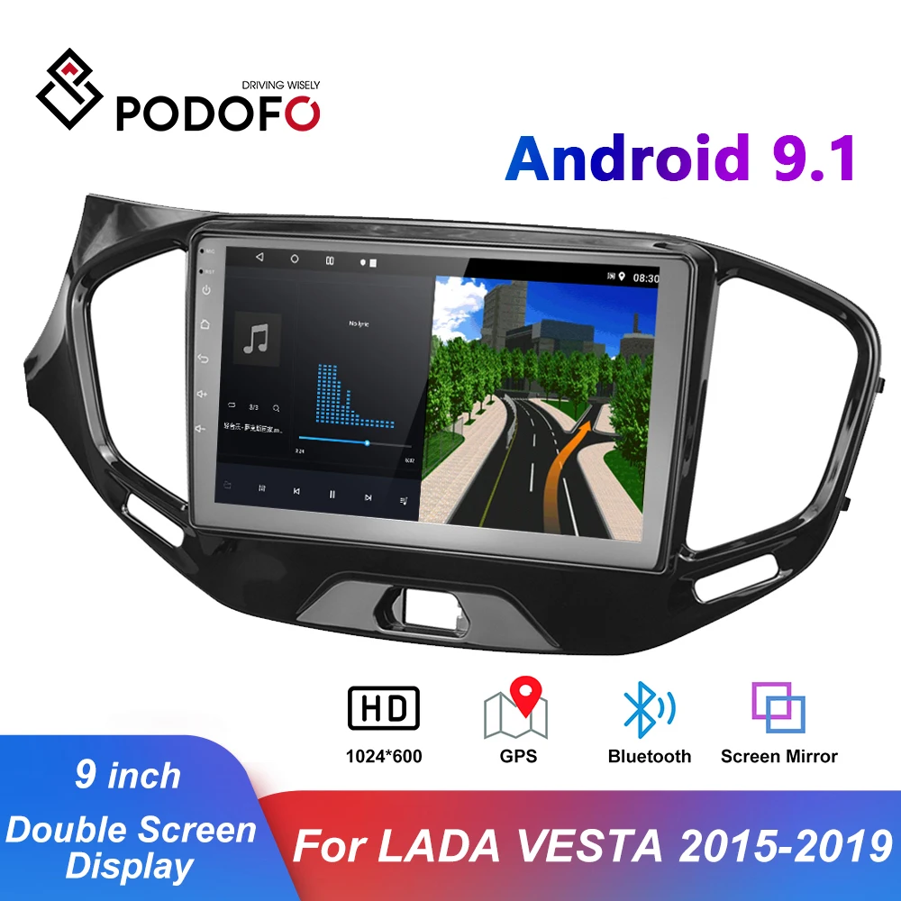 Автомагнитола Podofo 2 Din Android 9 1 HD GPS Wi Fi автомобильный мультимедийный видеоплеер IPS RDS