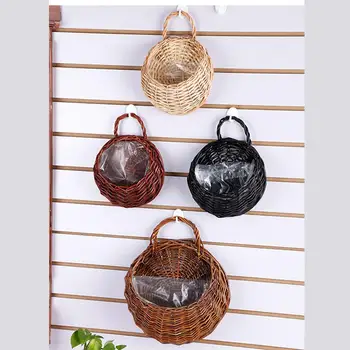 

Hand Woven Rattan Plants Flower Basket Hanging Storage Basket Container Sundries Organizer Hanging Basket Home Decoration