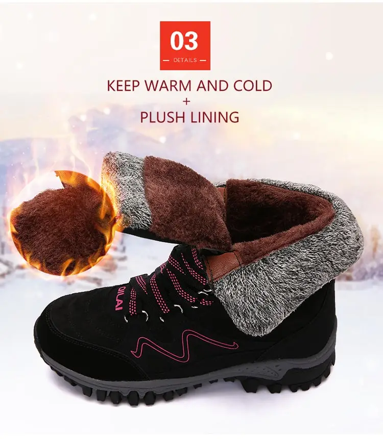 fashion Thicken snow boots women plus velvet warm boots outdoor non-slip high to help cotton women shoes walking shoes woman