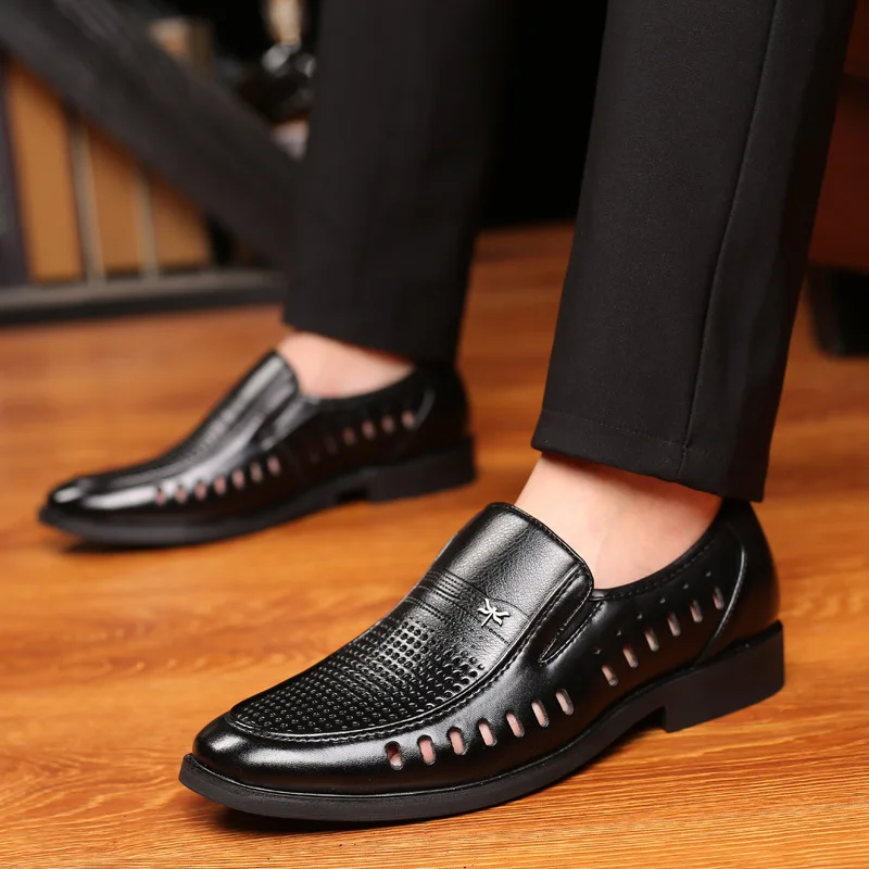 

Leather Shoes Men's 2019 Four Seasons Hot Selling Business Casual Formal Wear Leather Shoes Sub-Hollow out Breathable England Fo