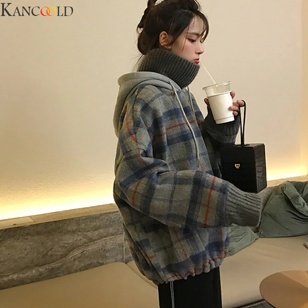 KANCOOLD, женские толстовки, корейская мода, толстовки с принтом, длинный рукав, с капюшоном,, повседневные, трендовые, уличная одежда, пуловеры